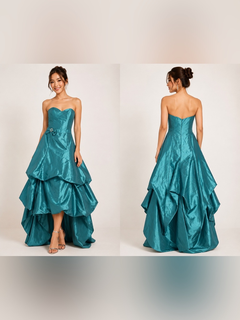 Jessica McClintock for Gunne Sax Vintage Teal Strapless Satin Gown Sz. 5